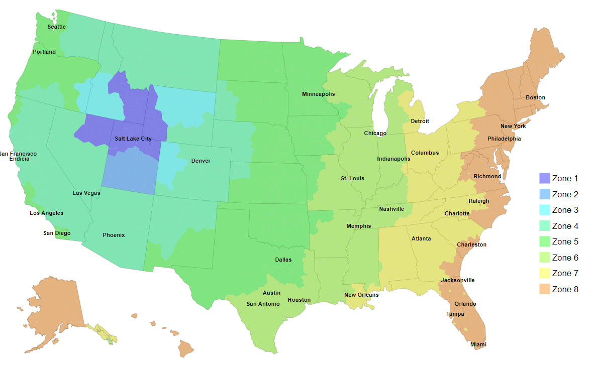 MintFulfill Domestic Zone Map
